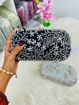 Cross-border new diamond dinner bag pearl handbag handmade beaded light luxury banquet diamond bag diagonal shoulder bag thumbnail 3