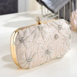 European and American style satin heavy industry dinner bag handmade nail fashion bead embroidery women's bag banquet bag celebrity party bag thumbnail 2