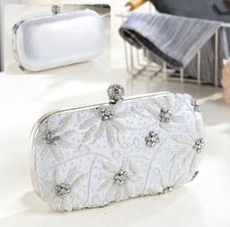 European and American style satin heavy industry dinner bag handmade nail fashion bead embroidery women's bag banquet bag celebrity party bag thumbnail 3