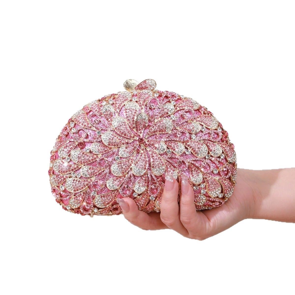 Semi-Circular Rhinestone Clutch