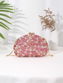 Semi-Circular Rhinestone Clutch thumbnail 4
