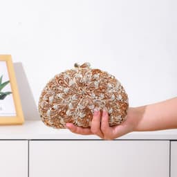 Semi-Circular Rhinestone Clutch thumbnail 5