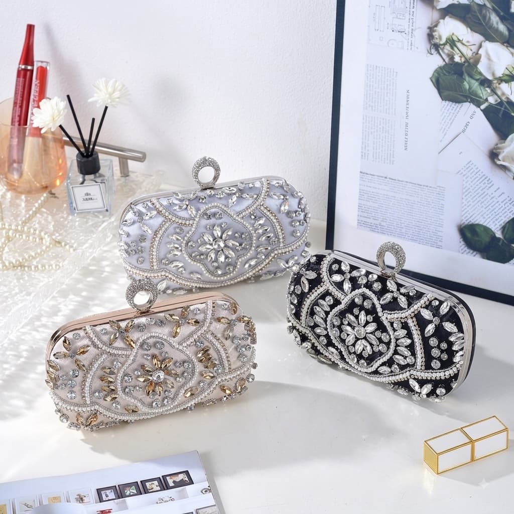 Beaded Stone Clutch